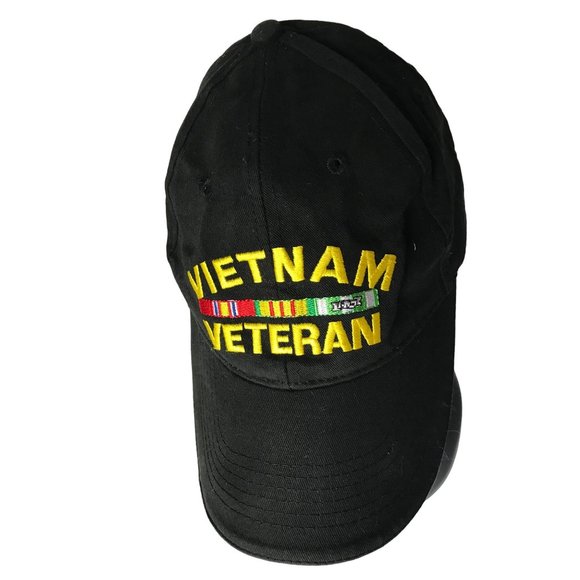 VIETNAM Veteran NAM Flag Patriot Black Eagle Crest Denim Adjustable Cap Hat Lid - Picture 5 of 7